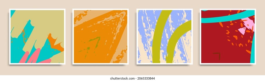 Abstract universal grunge art texture. Creative artistic backgrounds set with brush strokes. Vector template for card, invitation, voucher, certificate. Trendy design for tag, cover, fabric, brochure 