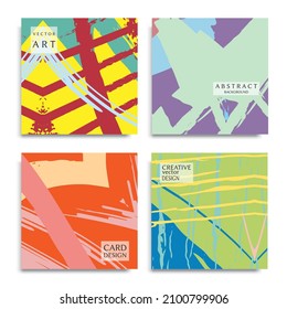 Abstract universal grunge art texture. Creative artistic backgrounds set with brush strokes. Vector template for card, invitation, voucher, certificate. Trendy design for tag, cover, fabric, brochure 