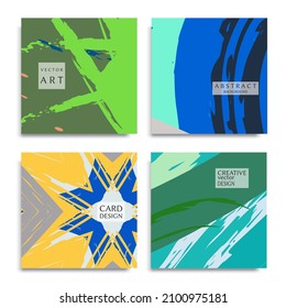 Abstract universal grunge art texture. Creative artistic backgrounds set with brush strokes. Vector template for card, invitation, voucher, certificate. Trendy design for tag, cover, fabric, brochure 