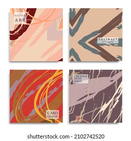 Abstract universal grunge art texture. Creative artistic backgrounds set with brush strokes. Vector template for card, invitation, voucher, certificate. Trendy design for tag, cover, fabric, brochure 