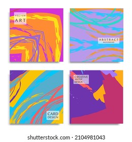 Abstract universal grunge art texture. Creative artistic backgrounds set with brush strokes. Vector template for card, invitation, voucher, certificate. Trendy design for tag, cover, fabric, brochure 