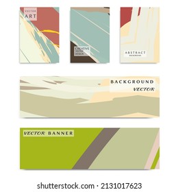 Resumen de textura de arte de fondo universal, plantilla de cabecera web. Collage de páginas y banners con trazos de pincel. Diseño para tarjeta, invitación, folleto, folleto, portada de libros, hoja de folleto a4