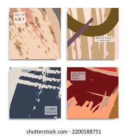 Abstract universal grunge art texture. Creative artistic backgrounds set with brush strokes. Vector template for card, invitation, voucher, certificate. Trendy design for tag, cover, fabric, brochure 