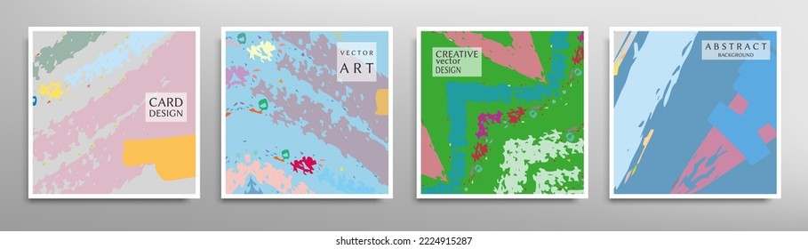 Abstract universal grunge art texture. Creative artistic backgrounds set with brush strokes. Vector template for card, invitation, voucher, certificate. Trendy design for tag, cover, fabric, brochure 