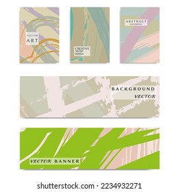Abstract universal grunge art texture, web header template. Collage page and banner collection with brush strokes. Design for card, invitation, brochure, booklet, book cover, flyer sheet a4