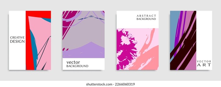 Abstract universal grunge art texture. Creative artistic backgrounds set with brush strokes. Vector template for card, invitation, voucher, certificate. Trendy design for tag, cover, fabric, brochure 