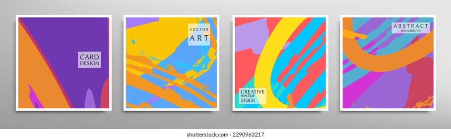 Abstract universal grunge art texture. Creative artistic backgrounds set with brush strokes. Vector template for card, invitation, voucher, certificate. Trendy design for tag, cover, fabric, brochure 