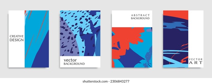 Abstract universal grunge art texture. Creative artistic backgrounds set with brush strokes. Vector template for card, invitation, voucher, certificate. Trendy design for tag, cover, fabric, brochure 