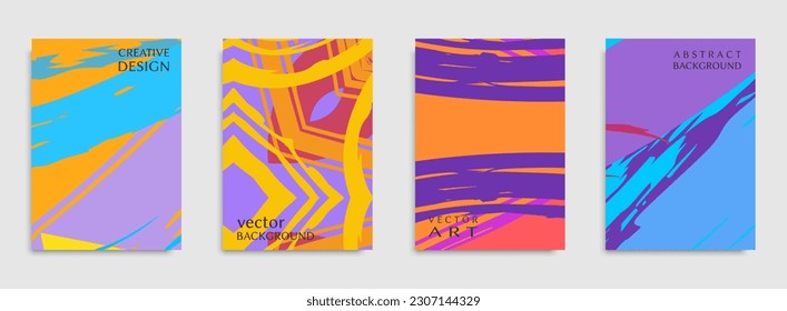 Abstract universal grunge art texture. Creative artistic backgrounds set with brush strokes. Vector template for card, invitation, voucher, certificate. Trendy design for tag, cover, fabric, brochure 