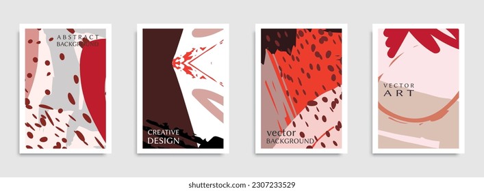 Abstract universal grunge art texture. Creative artistic backgrounds set with brush strokes. Vector template for card, invitation, voucher, certificate. Trendy design for tag, cover, fabric, brochure 