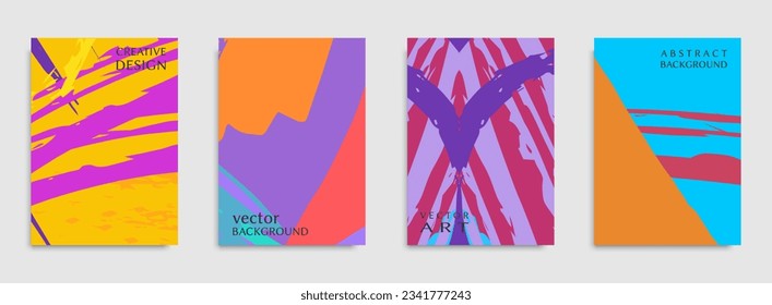 Abstract universal grunge art texture. Creative artistic backgrounds set with brush strokes. Vector template for card, invitation, voucher, certificate. Trendy design for tag, cover, fabric, brochure 