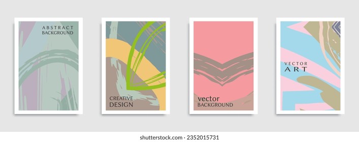 Abstract universal grunge art texture. Creative artistic backgrounds set with brush strokes. Vector template for card, invitation, voucher, certificate. Trendy design for tag, cover, fabric, brochure 