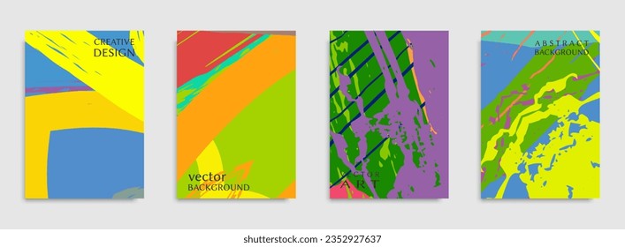 Abstract universal grunge art texture. Creative artistic backgrounds set with brush strokes. Vector template for card, invitation, voucher, certificate. Trendy design for tag, cover, fabric, brochure 