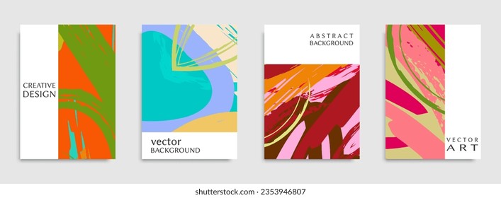 Abstract universal grunge art texture. Creative artistic backgrounds set with brush strokes. Vector template for card, invitation, voucher, certificate. Trendy design for tag, cover, fabric, brochure 