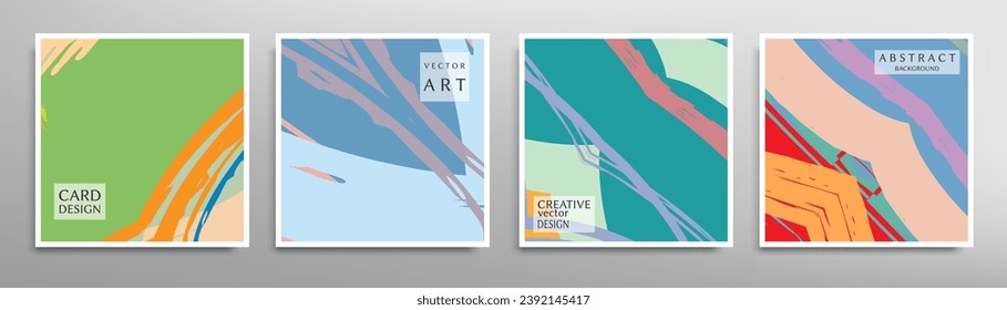 Abstract universal grunge art texture. Creative artistic backgrounds set with brush strokes. Vector template for card, invitation, voucher, certificate. Trendy design for tag, cover, fabric, brochure 