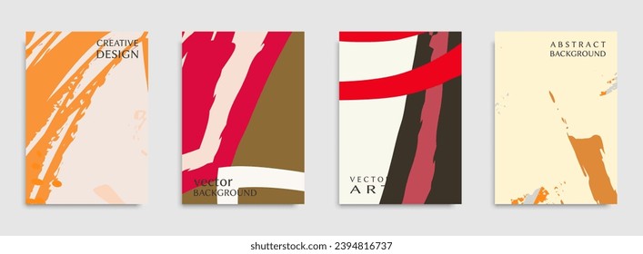 Abstract universal grunge art texture. Creative artistic backgrounds set with brush strokes. Vector template for card, invitation, voucher, certificate. Trendy design for tag, cover, fabric, brochure 