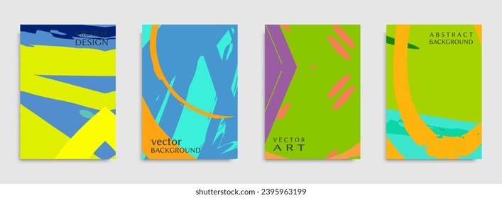 Abstract universal grunge art texture. Creative artistic backgrounds set with brush strokes. Vector template for card, invitation, voucher, certificate. Trendy design for tag, cover, fabric, brochure 