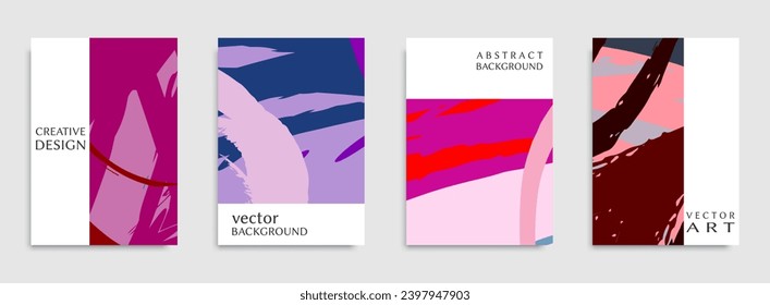 Abstract universal grunge art texture. Creative artistic backgrounds set with brush strokes. Vector template for card, invitation, voucher, certificate. Trendy design for tag, cover, fabric, brochure 