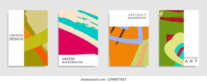 Abstract universal grunge art texture. Creative artistic backgrounds set with brush strokes. Vector template for card, invitation, voucher, certificate. Trendy design for tag, cover, fabric, brochure 