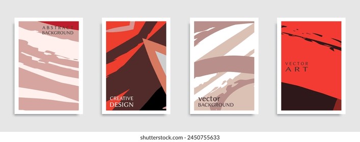 Abstract universal grunge art texture. Creative artistic backgrounds set with brush strokes. Vector template for card, invitation, voucher, certificate. Trendy design for tag, cover, fabric, brochure 