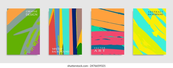 Abstract universal grunge art texture. Creative artistic backgrounds set with brush strokes. Vector template for card, invitation, voucher, certificate. Trendy design for tag, cover, fabric, brochure 