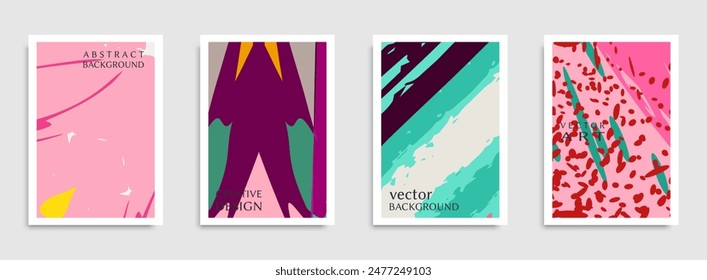 Abstrakte universelle Grunge Art Textur. Kreative künstlerische Hintergründe mit Pinselstrichen gesetzt. Vektorgrafik Vorlage für Karte, Einladung, Gutschein, Zertifikat. Trendy Design für Tag, Cover, Stoff, Broschüre 