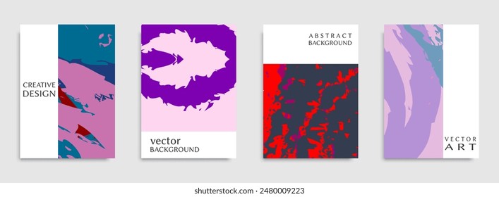 Abstract universal grunge art texture. Creative artistic backgrounds set with brush strokes. Vector template for card, invitation, voucher, certificate. Trendy design for tag, cover, fabric, brochure 