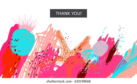 Abstract universall header. Modern graphic design. Hand Drawn creative tropic pineapple. Web, poster, invitation, brochure, business card design idea. Vector trendy illustration.