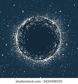 Abstract universe background with stars and black hole in the middle. Galaxies and different objects in the Universe