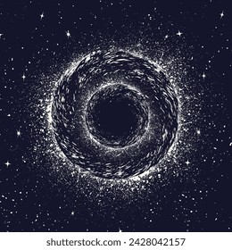 Abstract universe background with stars and black hole in the middle. Galaxies and different objects in the Universe