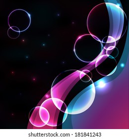 Abstract universe with colorful bubbles and lines