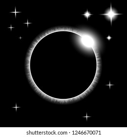 Abstract universe. Creative background outer space with eclipse. Vector illustration.