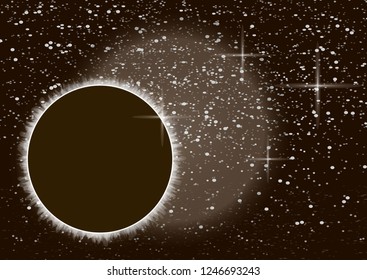 Abstract universe. Creative background outer space with eclipse. Vector illustration.