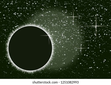 Abstract universe. Creative background outer space with eclipse. Vector illustration.