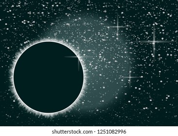 Abstract universe. Creative background outer space with eclipse. Vector illustration.