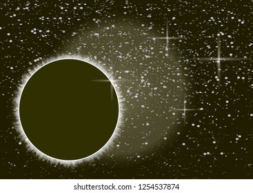 Abstract universe. Creative background outer space with eclipse. Vector illustration.