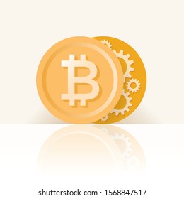 Abstract unusual bitcoin with mechanism gears and cogs.
Idea - electronic crypto currency and money processes, Money making, Planning, Investment etc.