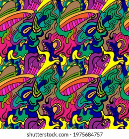 Abstract unusual decorative hand drawn seamless pattern