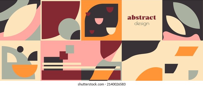 Abstract unusual geometric pattern design with shapes and elements. Simple modern geometry vector background for business card, invitation, poster, web banner, trendy retro texture