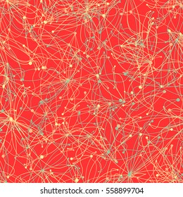 Abstract unusual geometrical seamless pattern. Chaotic lines.