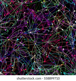Abstract unusual geometrical seamless pattern. Chaotic lines.