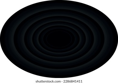 Abstract unusual horizontal illustration of black gradient volumetric ovals that approach each other from larger to smaller and overlap each other. Design seamless monochrome illusion pattern