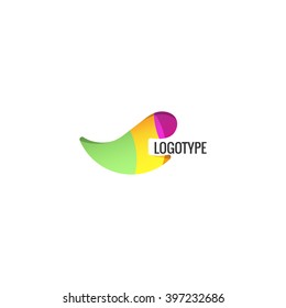 Abstract unusual logo. Colorful vector isolated logotype. Abstract rhinoceros tusk fang tooth logotype.