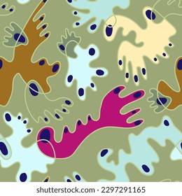 Abstract unusual seamless pattern with wave hand drawn shapes  