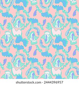 Abstract unusual seamless pattern wave shapes for apparel things, textile, texture, backgrounds and to print on fabric and other design things