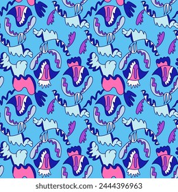 Formas de onda de patrón sin costuras inusuales Abstractas para prendas de vestir, textiles, textura, fondos y para imprimir en tela y otras cosas de diseño