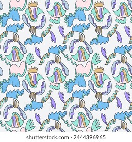 Abstract unusual seamless pattern wave shapes for apparel things, textile, texture, backgrounds and to print on fabric and other design things
