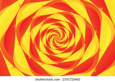 Abstract unusual spiral pattern of rounded gradient orange, yellow, red squares poking each other. Rounded shaped spiral pattern. Vector eps 10