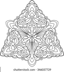 Abstract unusual triangle round floral round decor lace mandala for your design or tattoo
