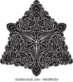 Abstract unusual triangle round floral round decor lace mandala for your design or tattoo